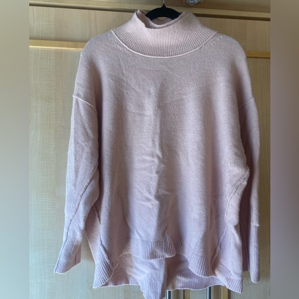 Free People Afterglow Oversized Pink Mock Neck Sweater XS - Picture 2 of 10
